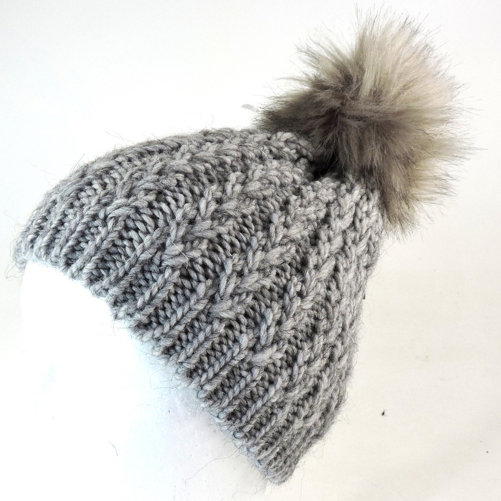 GELSO BIANCO 🇮🇹 WOMEN'S GREY WOOL/ALPACA WINTER POM POM HAT